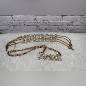 Queen Choker And Periodt Necklace Gold Costume Jewelry Lot Of 2
